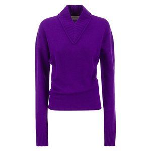 Sportmax Cashmere V-Neck Sweater | Size Small | Violet Purple